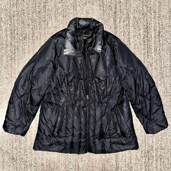 Calvin Klein Jeans Women's Black Full Zip Collared Down Puffer Jacket in Black - Picture 4 of 12